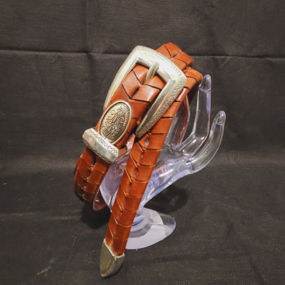 Brighton Leather Embossed Alligator Vintage Metal Buckle Belt Woman Medium - Picture 8 of 10